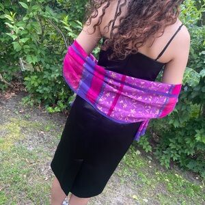 Silk Halston purple Pink gold scarf ,Wrap . Y2K Prom Accessories